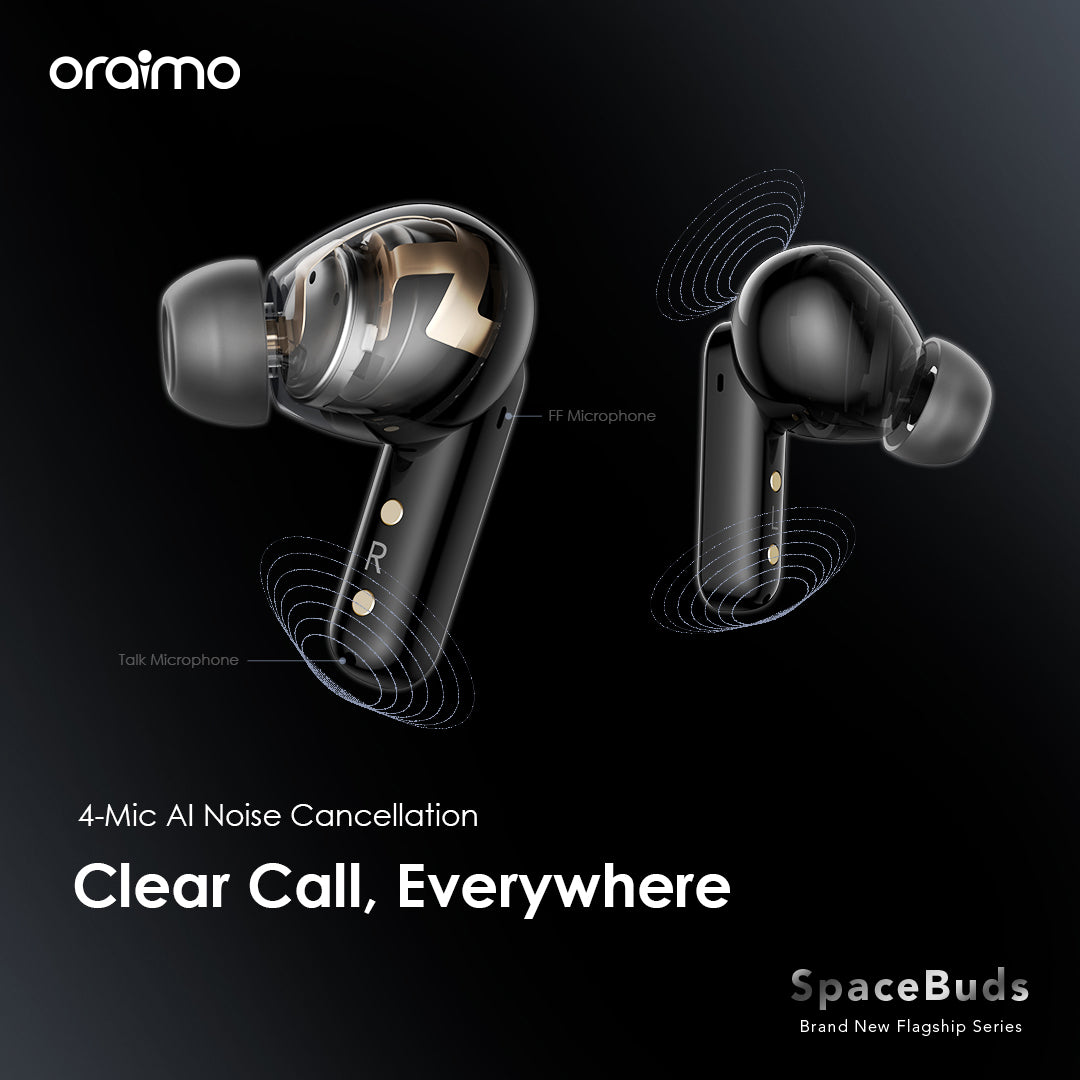 oraimo SpaceBuds 50dB ANC Noise Cancelling Earbuds with Personalized Voice Prompt