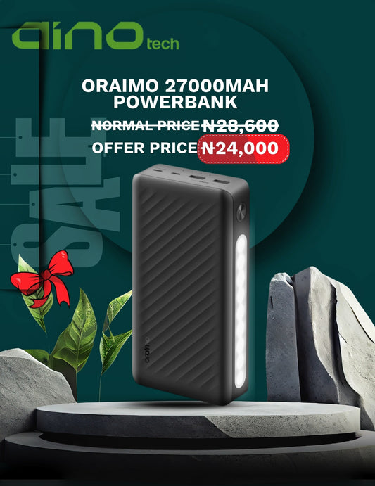 oraimo Traveler 3 Lit 15W Fast Charging 27000mAh with LED Flashlight Power Bank