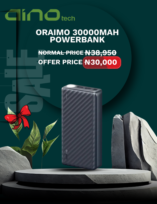 oraimo PowerBox 300 Lite 30000mAh 15W Power Bank with 3 Outputs and LED Torch