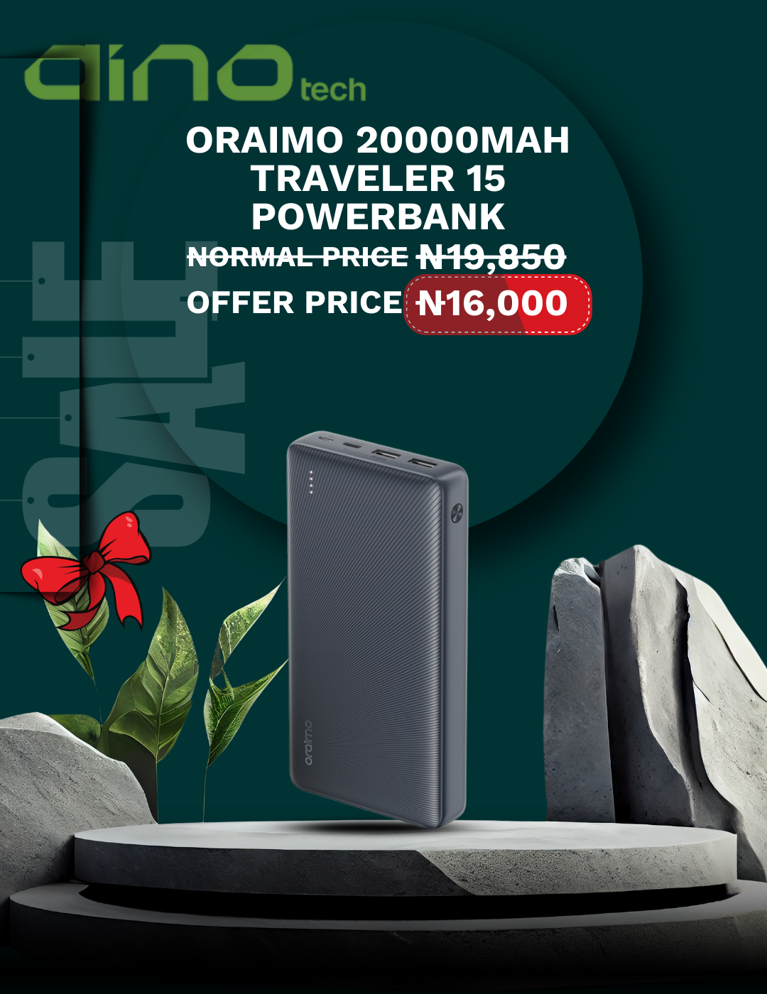 oraimo Traveler 15 Flash 20000mAh 15W 3A Fast Charging Power Bank