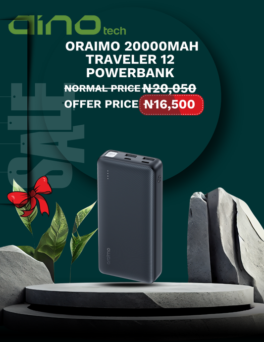 oraimo Traveler 12 20000mAh 12W Fast Charge Type-C 2-Way Power Bank