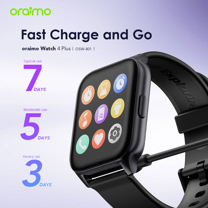 oraimo Watch 4 Plus BT Call 2.01'' HD Large Screen Smart Watch