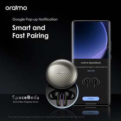 oraimo SpaceBuds 50dB ANC Noise Cancelling Earbuds with Personalized Voice Prompt