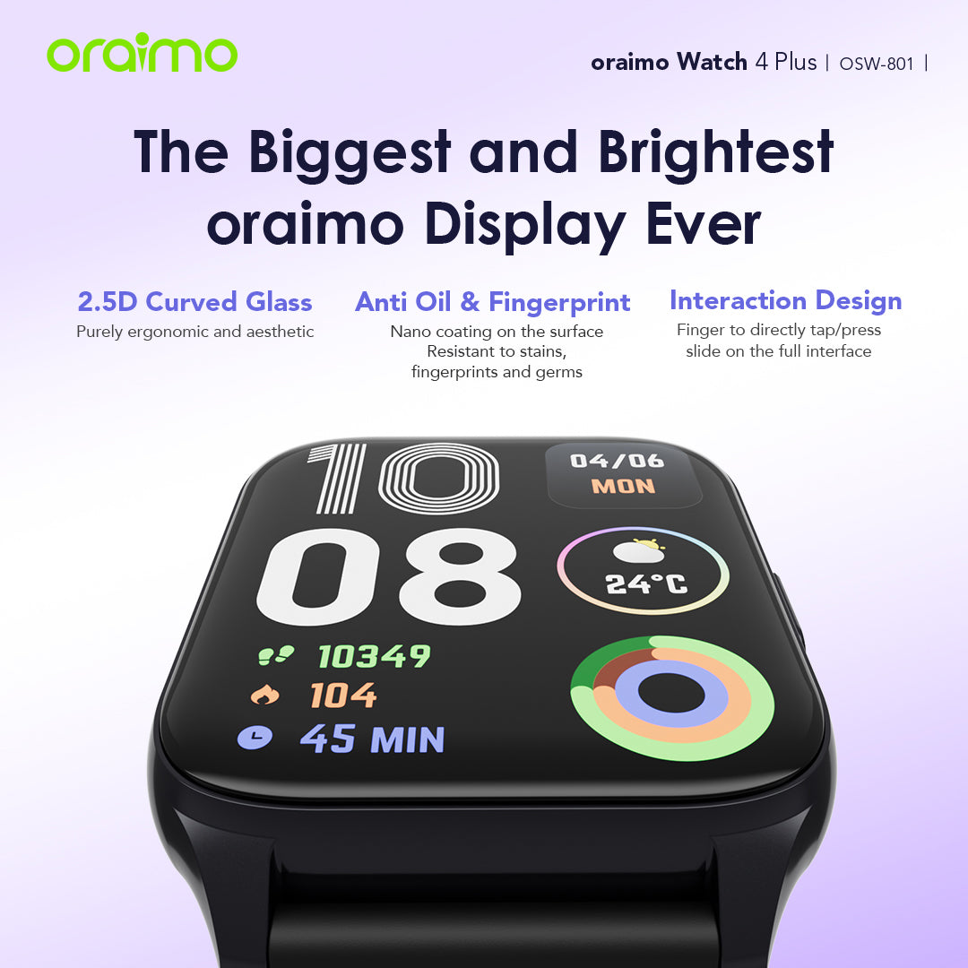 oraimo Watch 4 Plus BT Call 2.01'' HD Large Screen Smart Watch