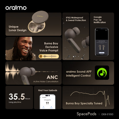 oraimo x Burna Boy SpacePods True Wireless Earbuds