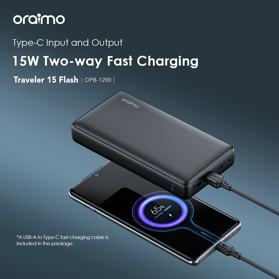 oraimo Traveler 15 Flash 20000mAh 15W 3A Fast Charging Power Bank