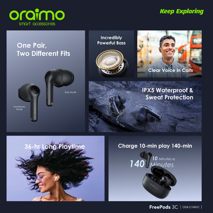 oraimo FreePods 3C ENC True Wireless Earbuds