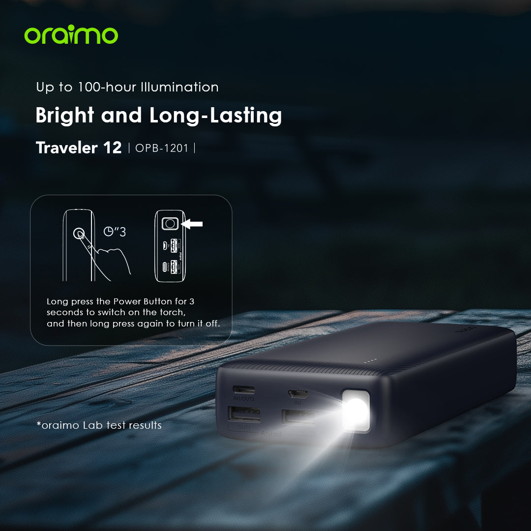 oraimo Traveler 12 20000mAh 12W Fast Charge Type-C 2-Way Power Bank