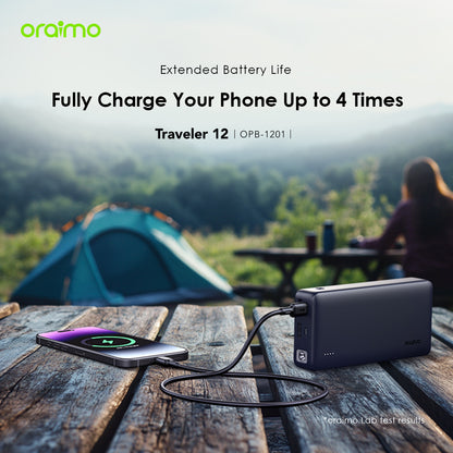 oraimo Traveler 12 20000mAh 12W Fast Charge Type-C 2-Way Power Bank