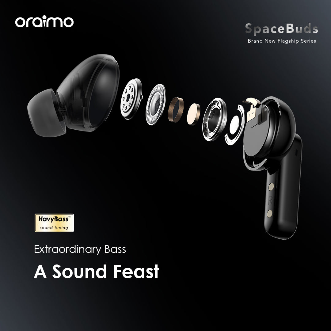 oraimo SpaceBuds 50dB ANC Noise Cancelling Earbuds with Personalized Voice Prompt