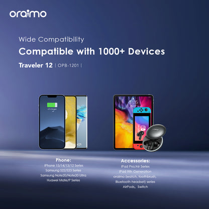 oraimo Traveler 12 20000mAh 12W Fast Charge Type-C 2-Way Power Bank